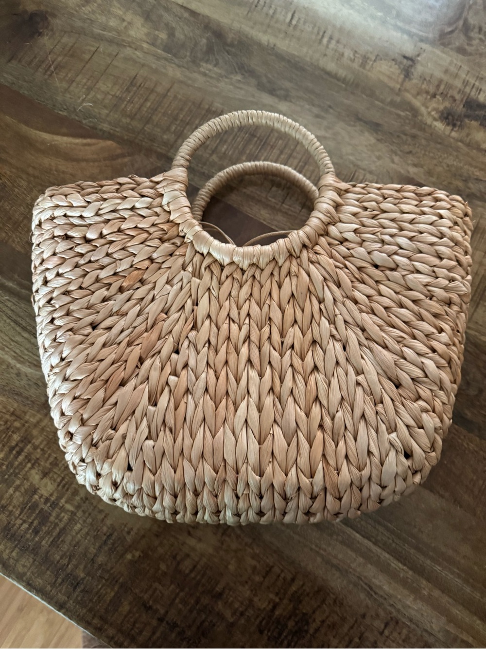 Woven Straw Tote Bag - Natural Tan - Picture 4 of 8